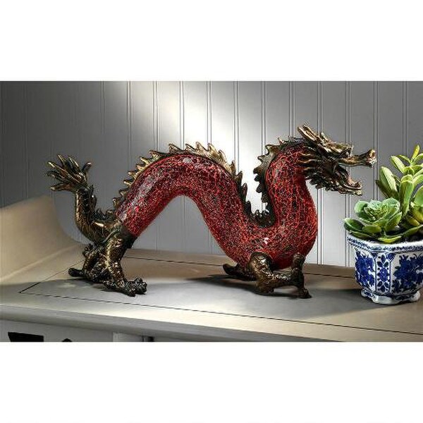 Dragon Dance of Light Illuminated Mosaic Glass Sculpture Lamp Asian